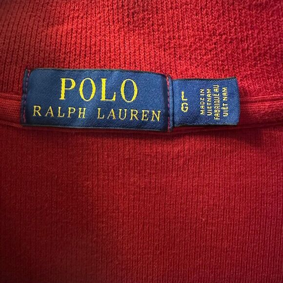 Polo Ralph Lauren Mock Neck Men's Size Large Red 1/4 Zip Pullover Sweater - Picture 4 of 4